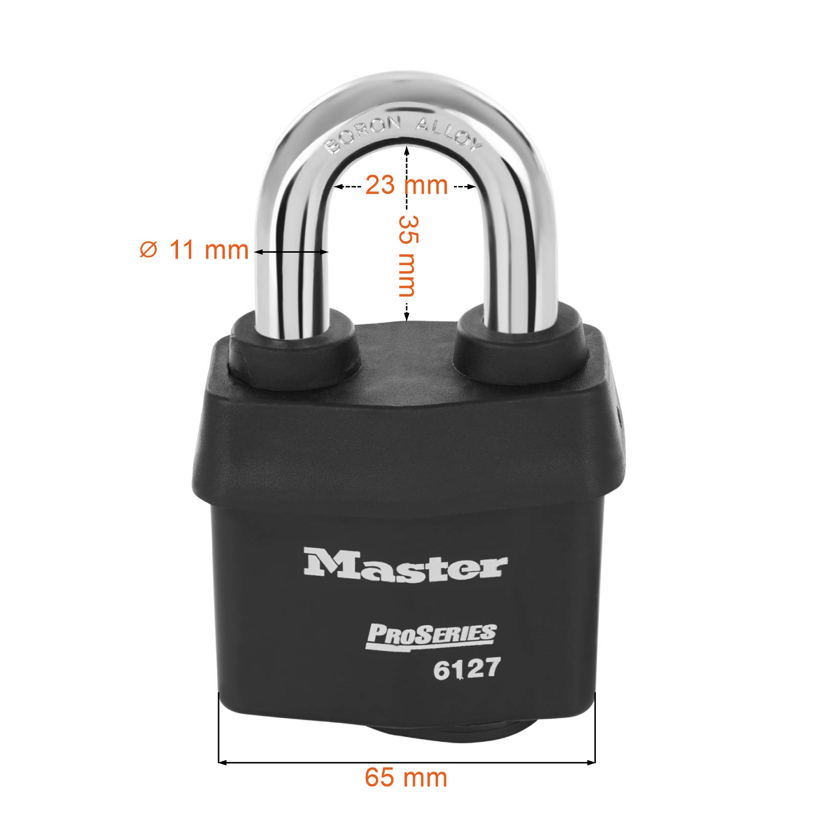 Wymiary kłódki do kontenera morskiego Masterlock 6127EURD Pro Series