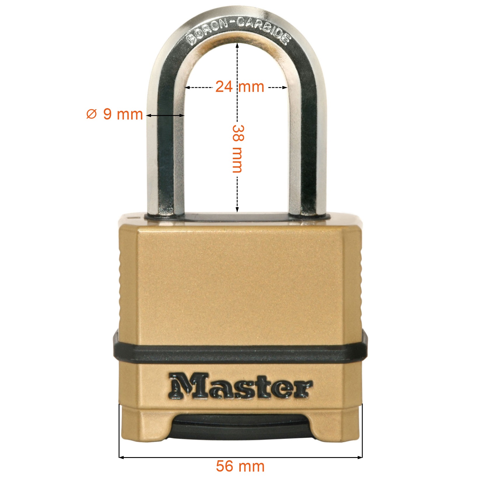 Wymiary kłódki do piwnicy na szyfr Masterlock M175EURLDF