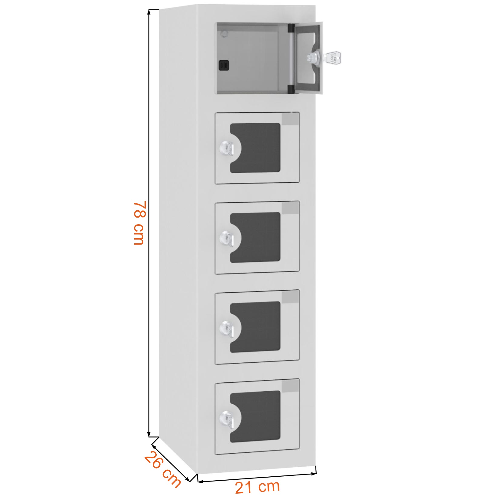 Wymiary szafki z ładowaniem USB oraz drzwiami z plexi Malow WSSv 05p