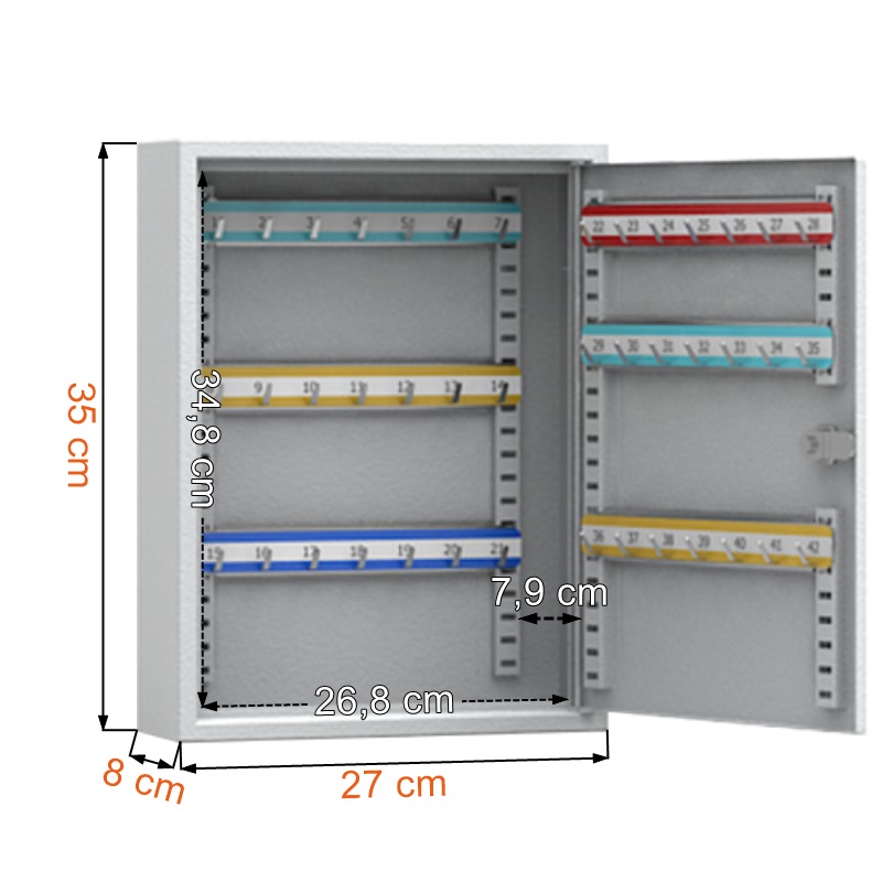 Wymiary skrzynki metalowej na 42 klucze ISS Augsburg 04002