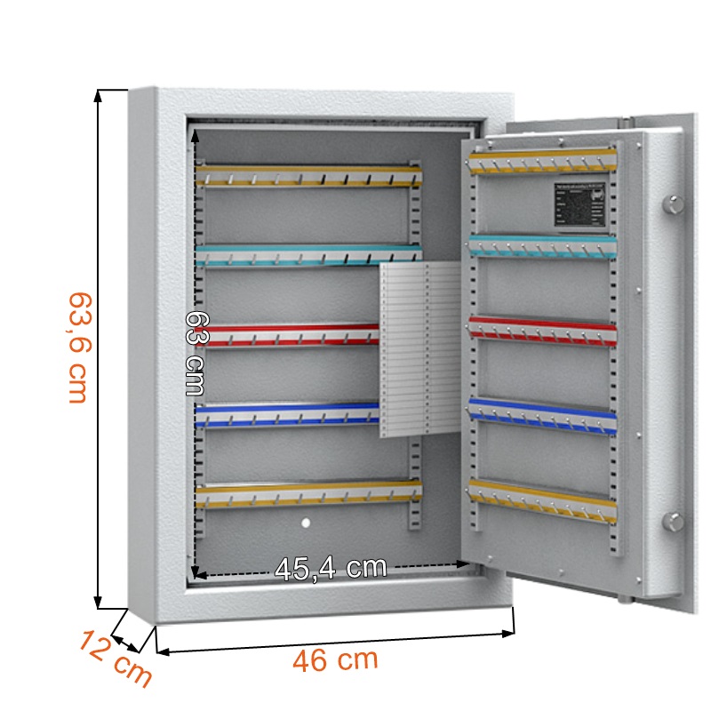 Wymiary sejfy na klucze ISS Mainz 13001 kolor jasnoszary