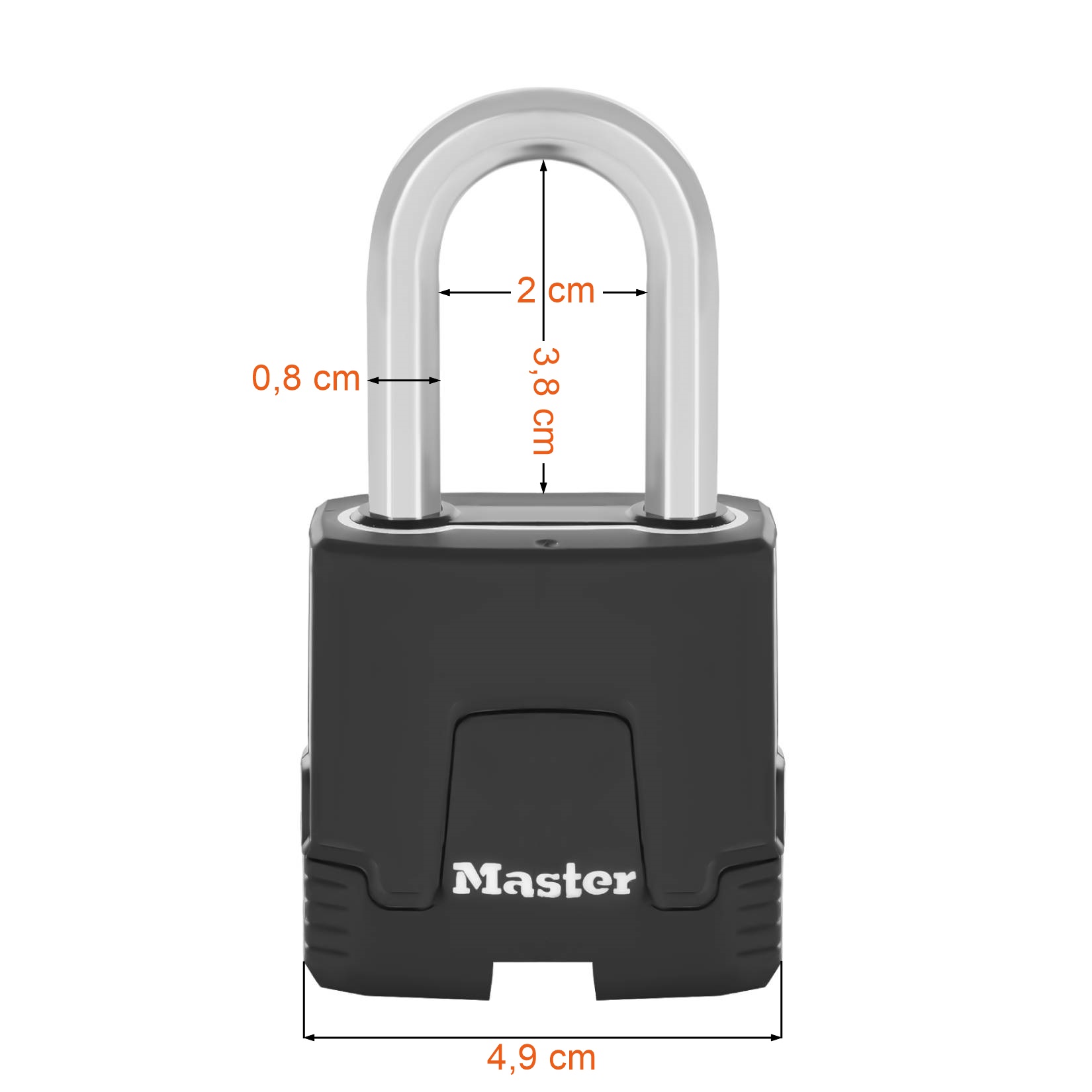 Dane techniczne i wymiary kłódki Masterlock M115EURDLF