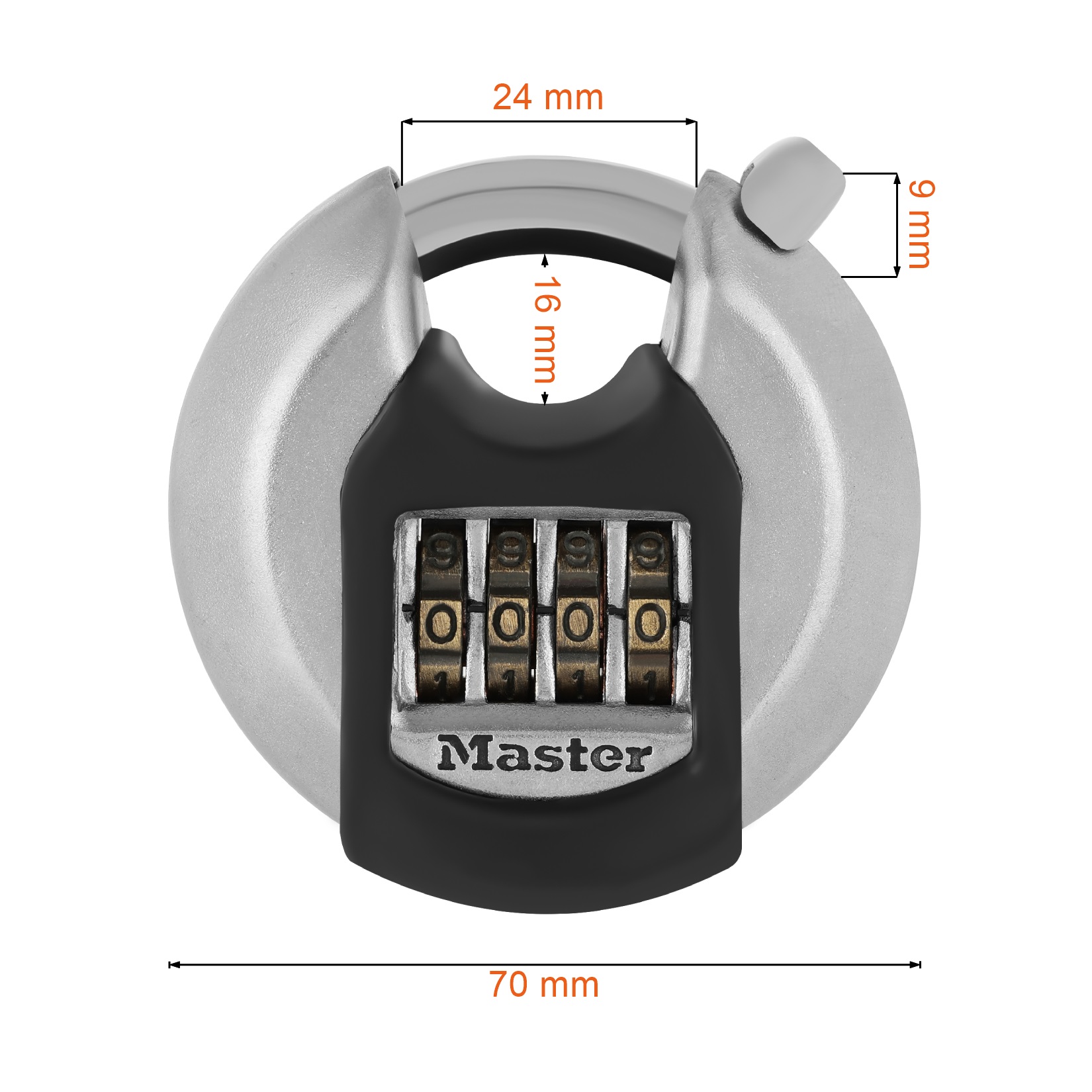 Dane techniczne i wymiary kłódki na szyfr Masterlock M40EURDNUM