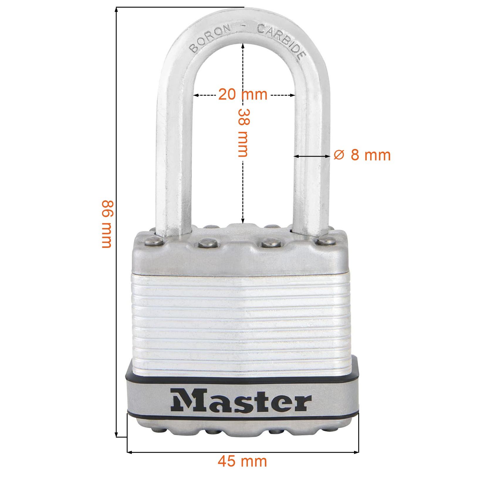 Wymiary kłódki do bramy Masterlock M1EURDLF