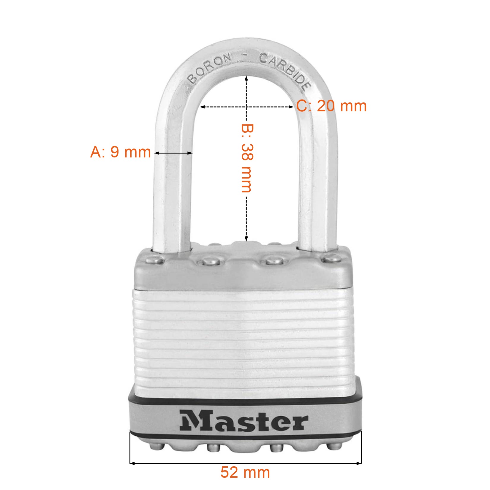 Wymiary kłódki na bramę Masterlock M5EURDLF