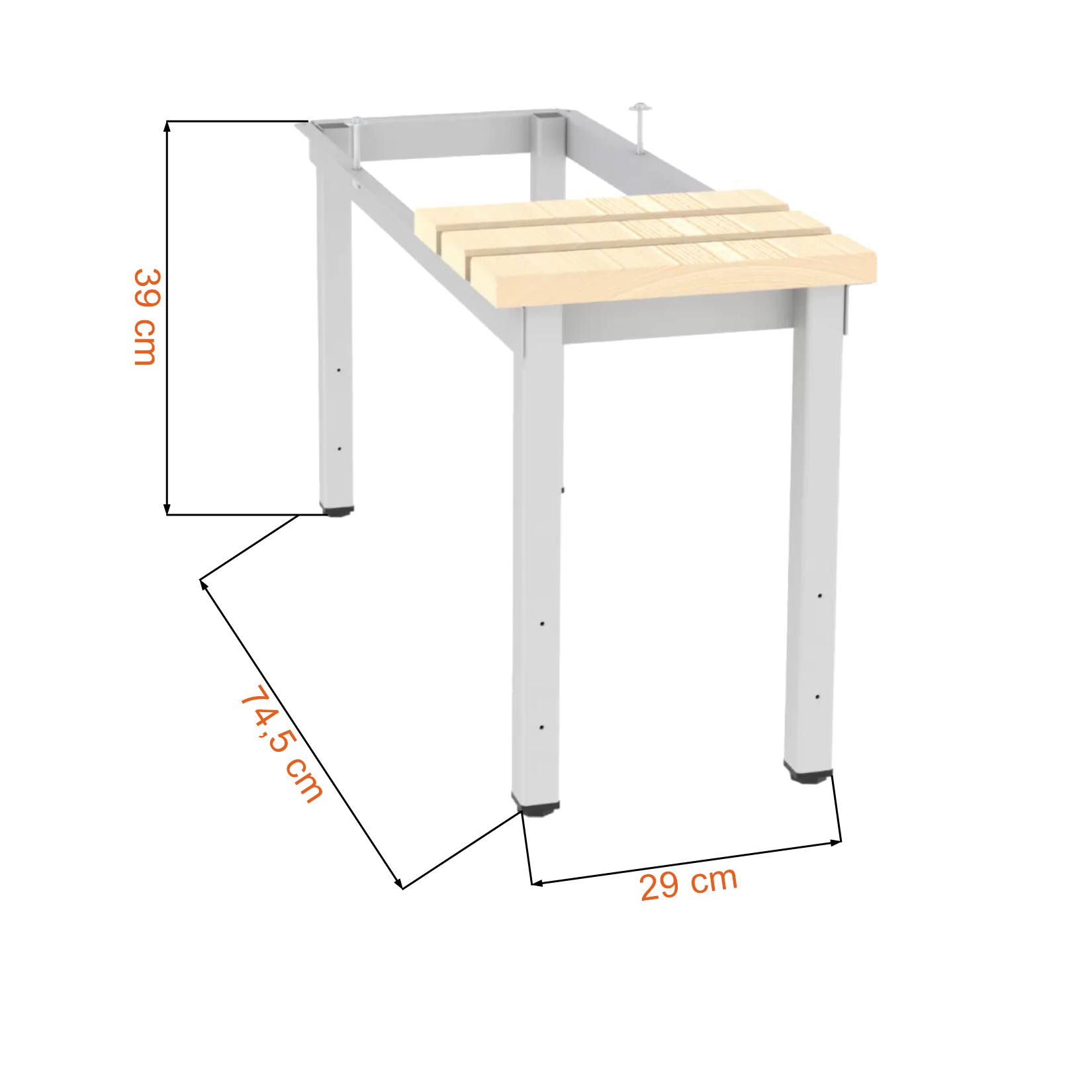 Dane techniczne i wymiary szafy z drewnianym siedziskiem P 313 W o szerokości 30 cm