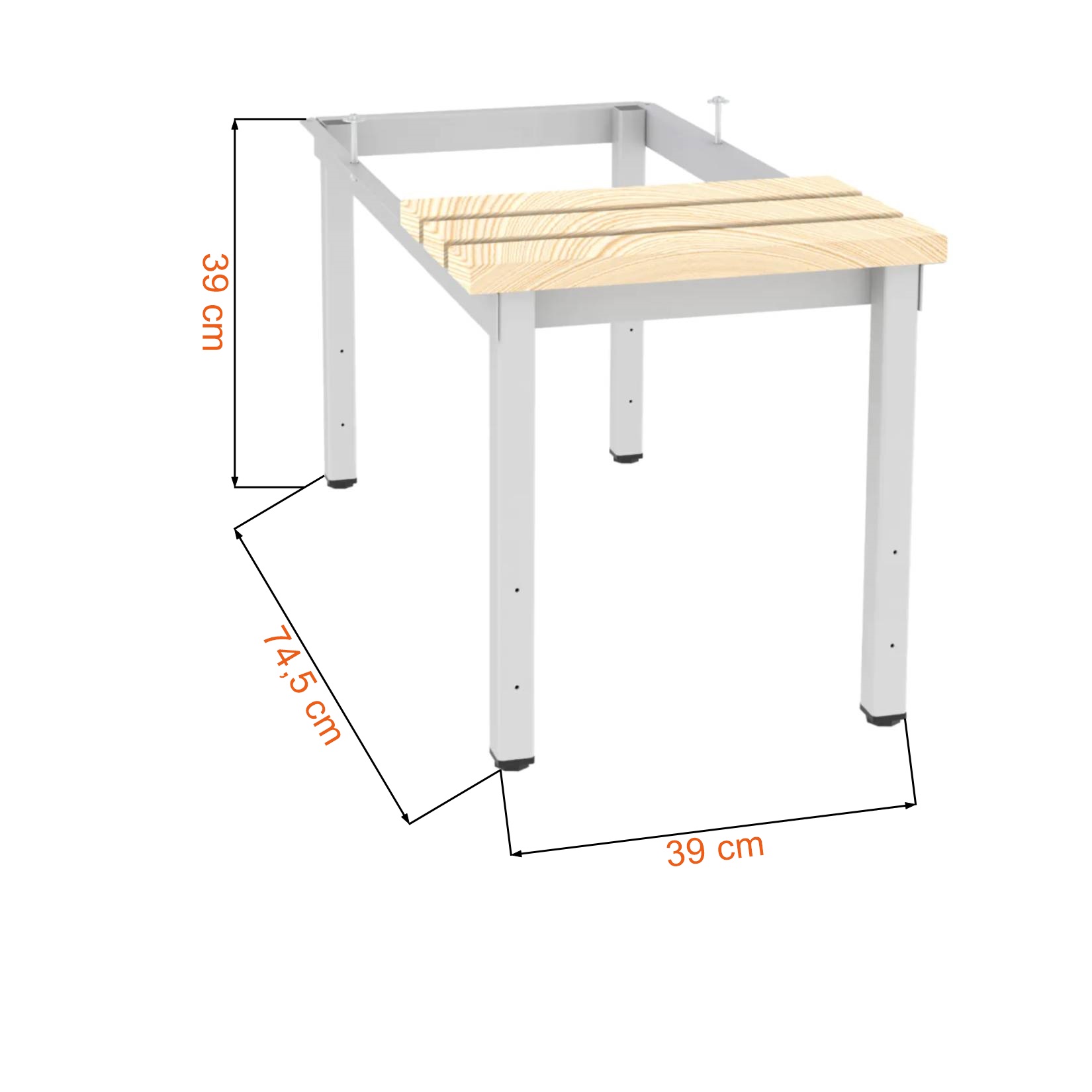 Dane techniczne i wymiary podstawy z drewnianym siedziskiem P 413 W o szerokości 40 cm do szaf typu SUS, SUL
