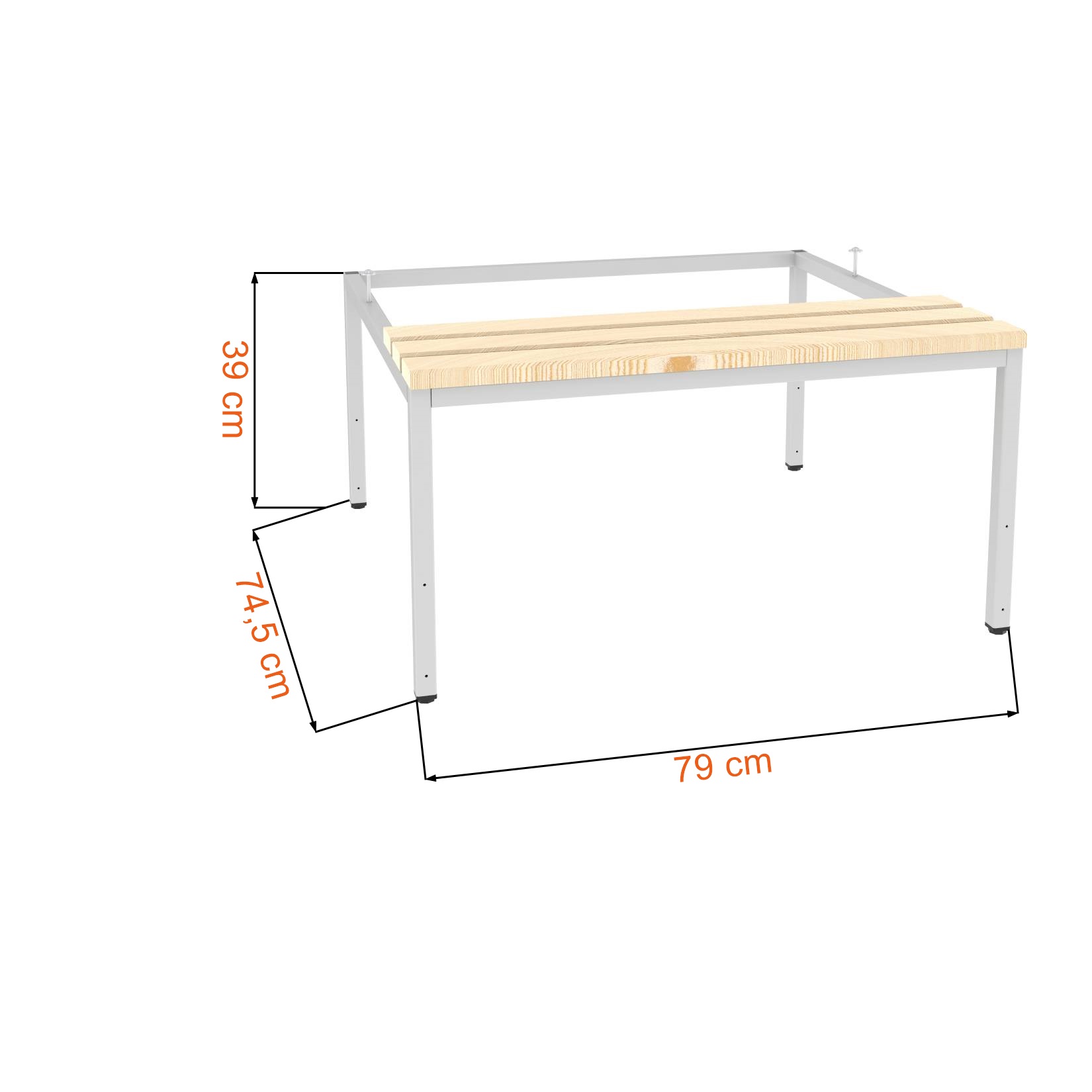 Dane techniczne i wymiary podstawy z drewnianym siedziskiem P 421 W o szerokości 80 cm