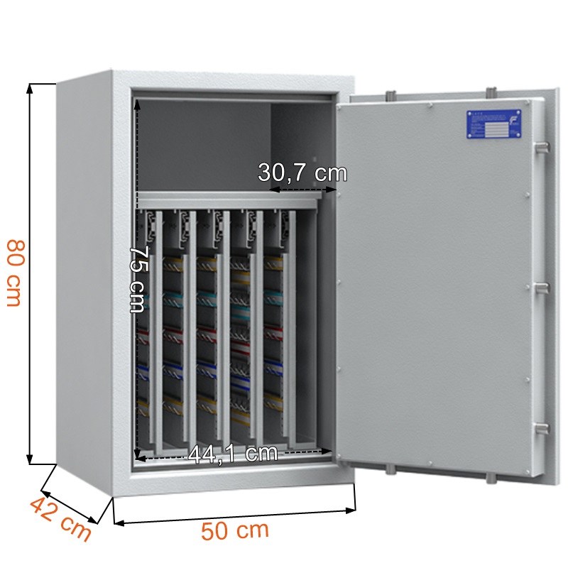 Wymiary sejfu na klucze elektronicznego ISS safe4key I 157010.02 w kolorze RAL 7035