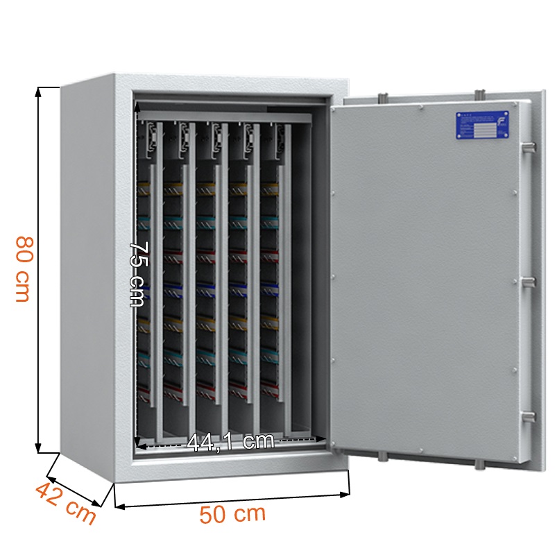 Wymiary sejfu na klucze ISS safe4key 157011.02 w kolorze RAL 7035 klasa I