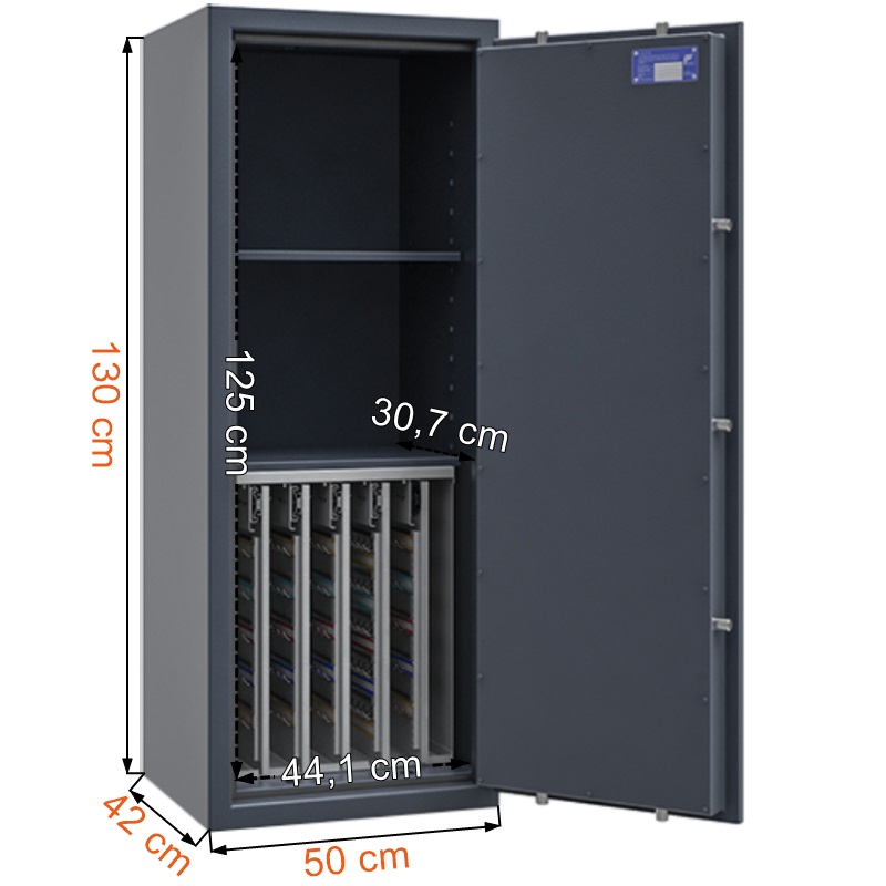 Wymiary sejfu gabinetowego na klucze z 440 haczykami ISS safe4key I 157022.11 kolor RAL 7024