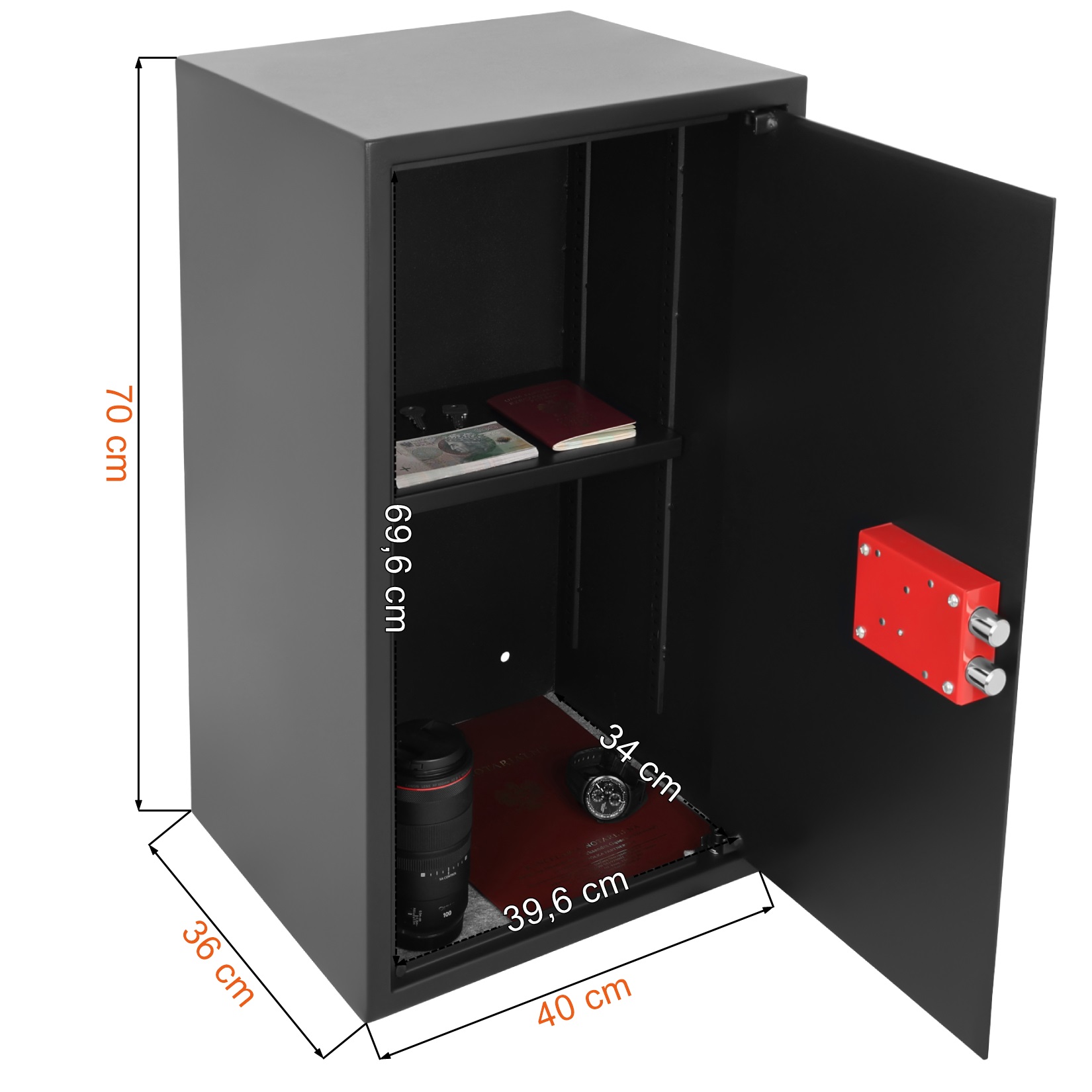 Wymiary sejfu domowego na klucz Homesafe HV70KK