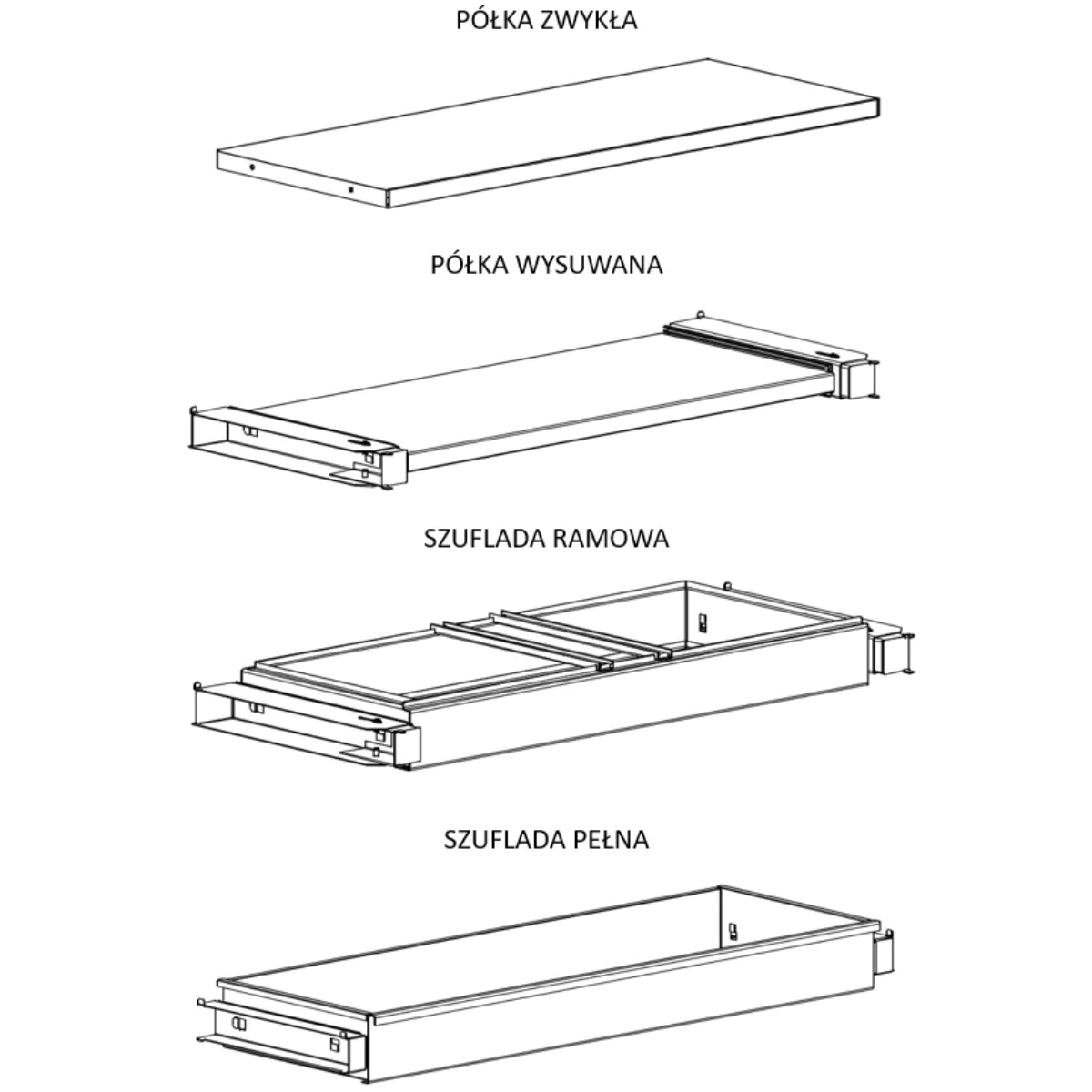 Półki i szuflady do szafy aktowej SBM 217