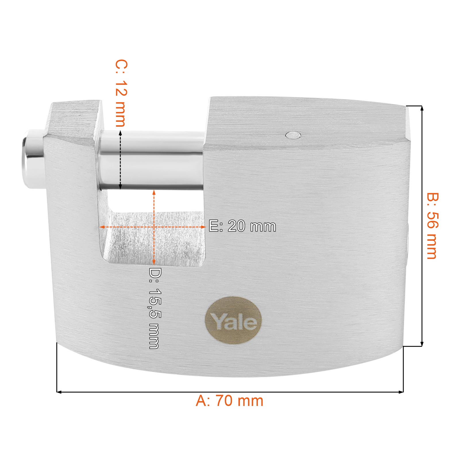 Kłódka do szafki Yale Y124B/70/115/1 - wymiary i dane techniczne