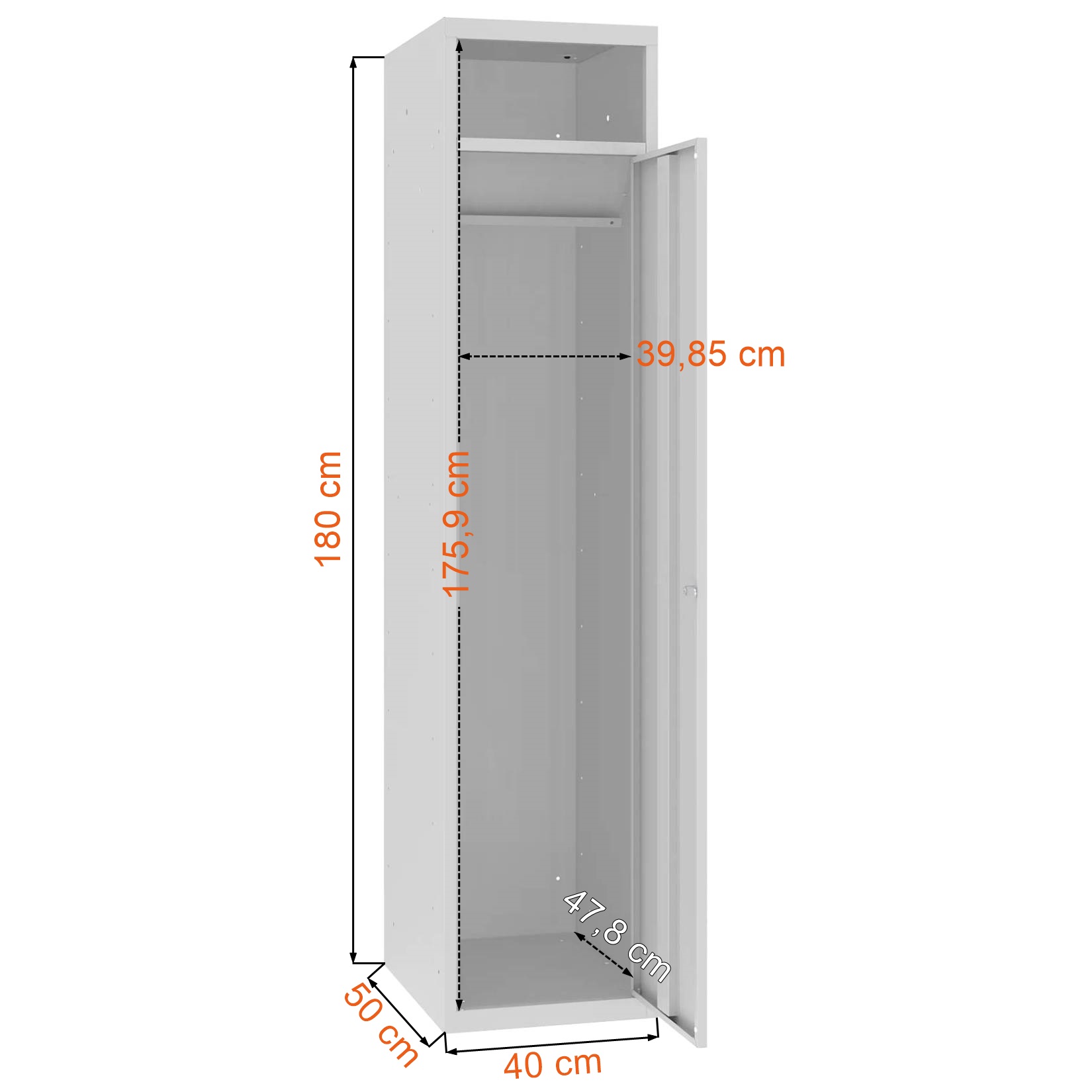 Dane techniczne i wymiary metalowej szafy na pranie MKB 5E