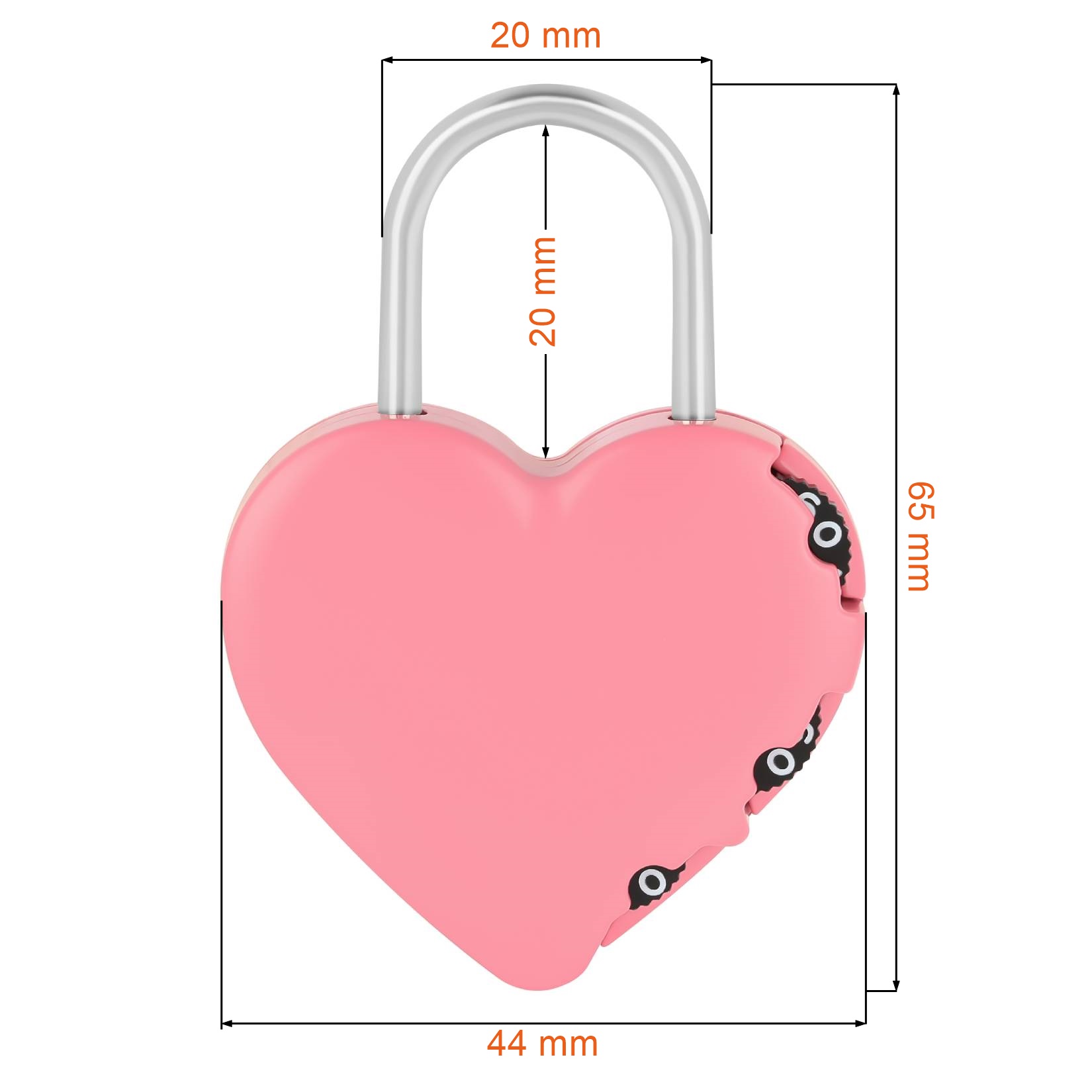 Rysunek techniczny kłódeczki dla dzieci Yale Y-Heart