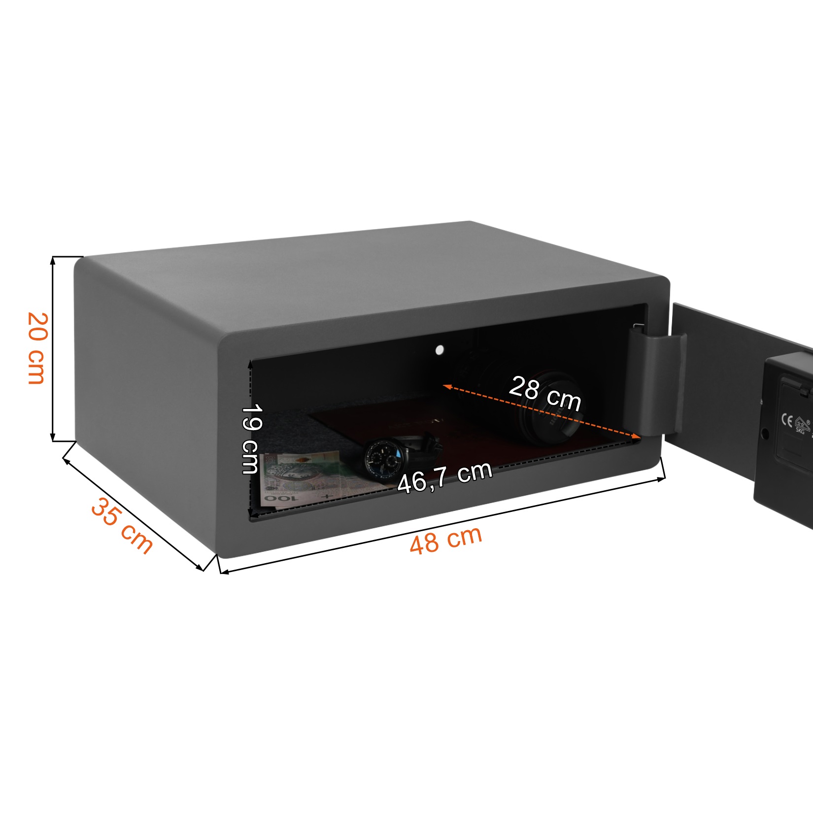 Sejf odcisk palca Yale YLFM/200/EG1 - Dane techniczne i wymiary