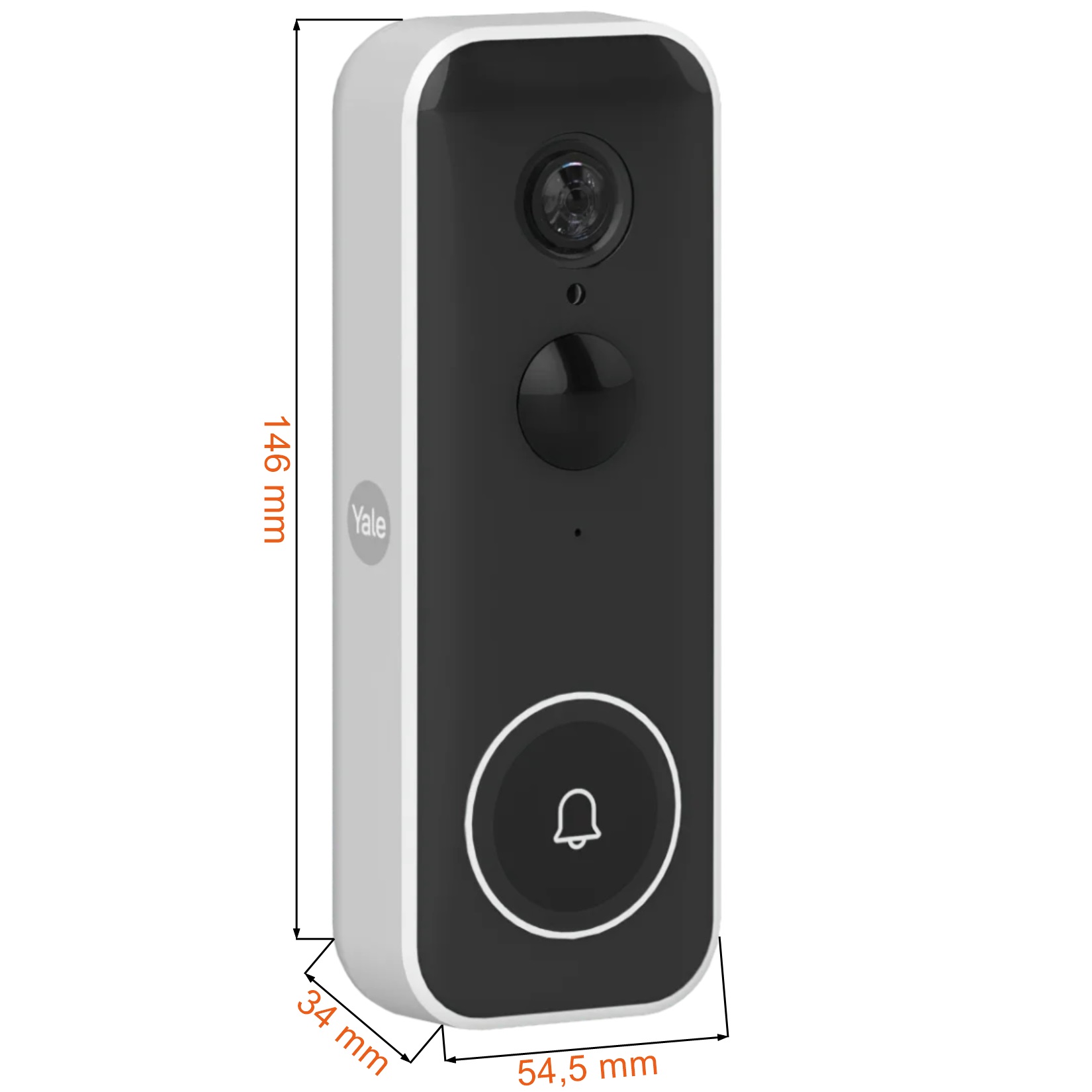Wymiary domofonu na WiFi Yale Smart Video Doorbell