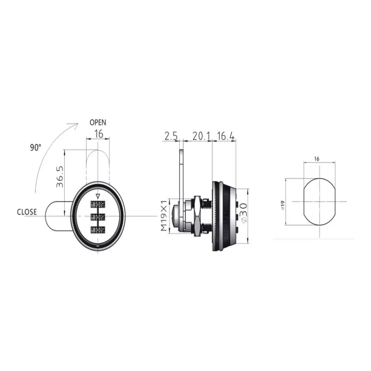 Rysunek techniczny zamka szyfrowego mechanicznego POP Hakner